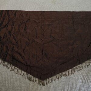 3 Total Silk Blend Chocolate Brown Beaded Fringe Topper/Valance Lined Excellent